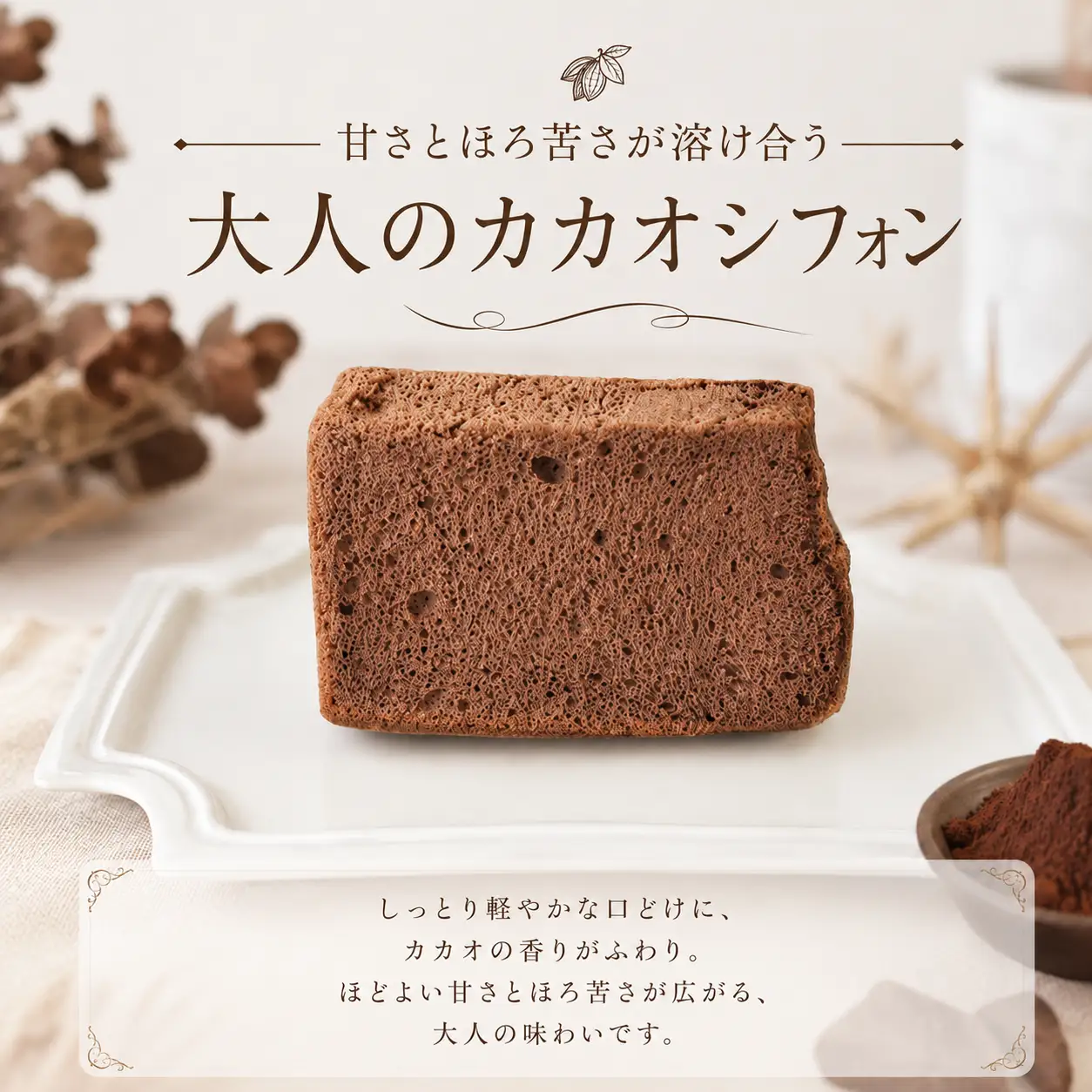 ココア香る しっとりふわふわシフォンケーキ 1箱8個入