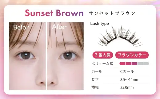 【 隔月5回定期便 】 マグネットつけまつげ ＜ サンセットブラウン ＞ マグネット式つけまつげ 長め まつ毛 つけまつげ ナチュラル 磁気まつげ 磁石まつげ アイライナー不要 アイメイク 美容 コスメ 束感 接着剤不要 のり不要 再利用可能 繰り返し 時短 簡単【＆Less BEAUTY】