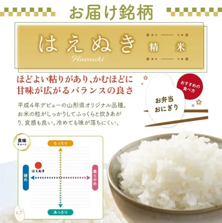 SB0952　9月下旬配送／令和8年産【精米】はえぬき　10kg(5kg×2袋) 農家直送 HO