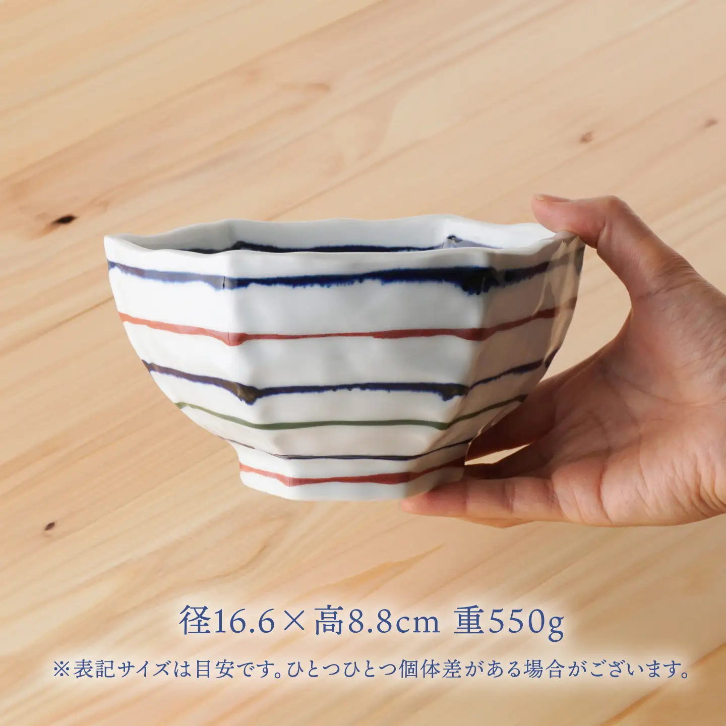 【波佐見焼】六角鉢 三色コマ筋 六角丼  食器 皿【陶もと】[PE67]