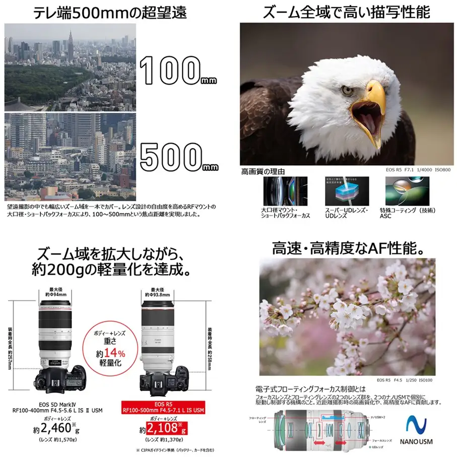 【Canon】 キヤノン 交換レンズ RF100-500mm F4.5-7.1 L IS USM カメラ レンズ_0068C