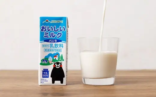 スリムミルクバニラ くまモンパッケージ  計4.8L（200ml×24本） ロングライフ らくのうマザーズ ミルク バニラ風味 紙パック 飲料 ドリンク 乳飲料 乳果オリゴ糖入り 熊本県 熊本市 常温