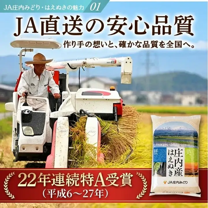 SD0298　11月上旬配送／令和8年産【精米】庄内産 はえぬき　15kg(5kg×3袋) JM