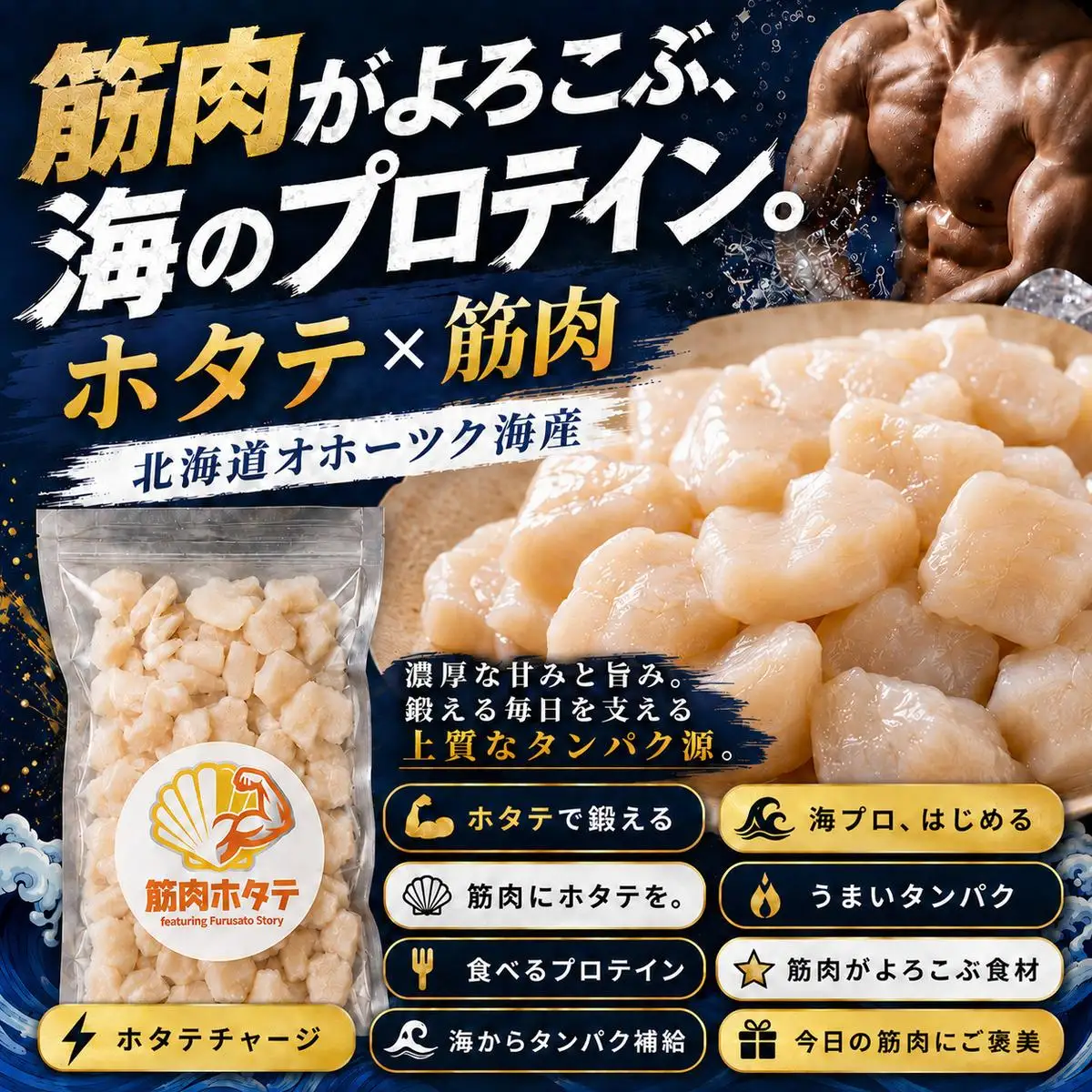 30-144 【訳あり】紋別一等～筋肉ホタテフレーク　1kg