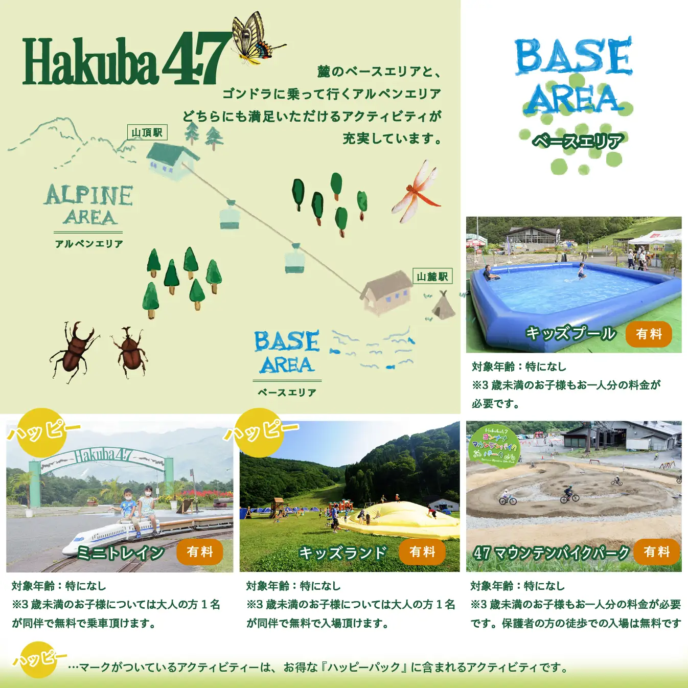 【体験チケット】Hakuba47 ハッピーパック(ゴンドラ往復＋アクティビティ セット券) 大人1名様   /  長野県白馬村