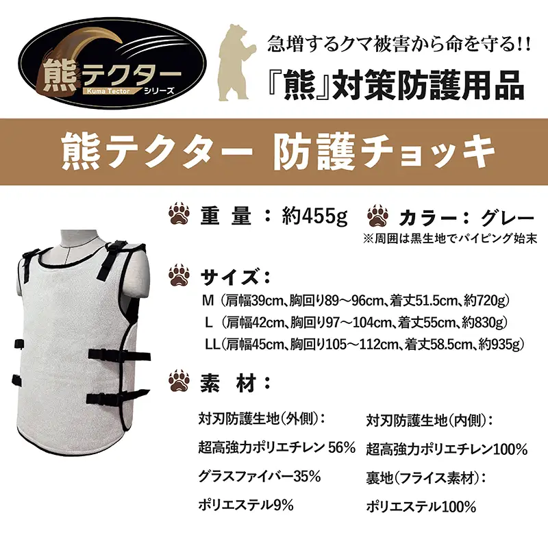 熊の爪から命を守る！ クマ対策 防護服「熊テクター」 防護チョッキ