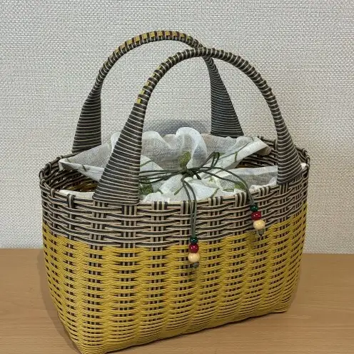 【選べるカラー】かご クラフトカゴバック丸型 ブラウン