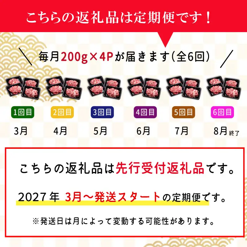 松阪牛 切り落とし 200g×4p【定期便全6回】 松阪牛 SS143