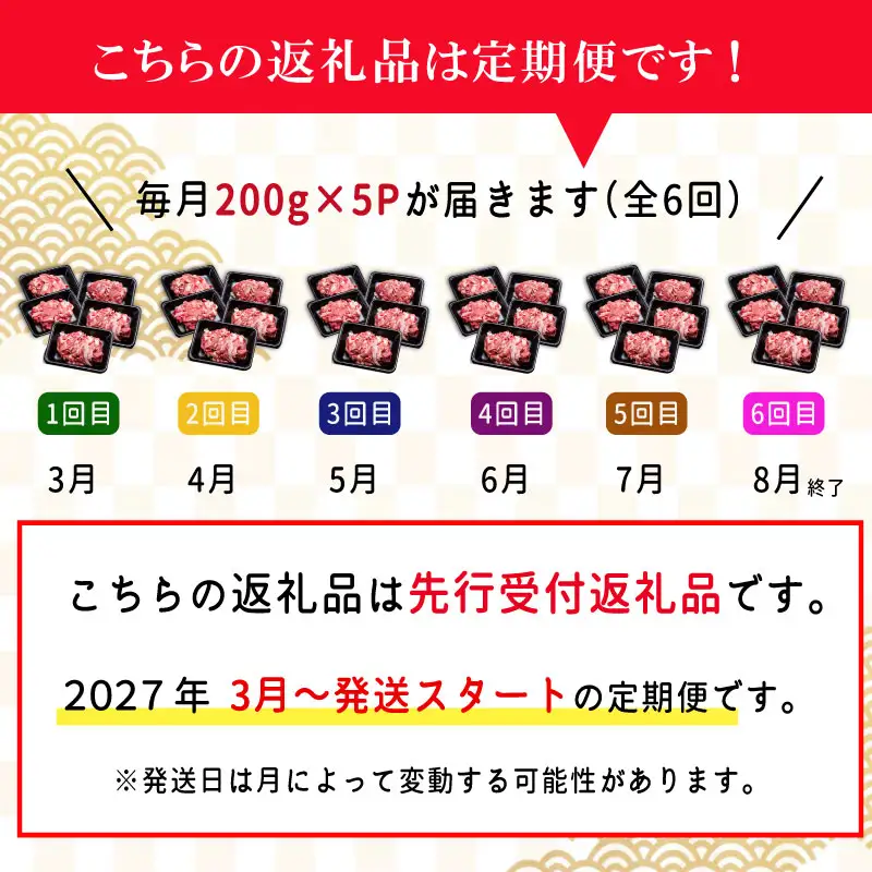 松阪牛 切り落とし 200g×5p【定期便全6回】 松阪牛 E2200-0