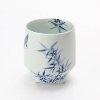有田焼 染付 竹雀紋 香酒盃【丸兄商社】李荘窯 陶磁器 食器 器 うつわ