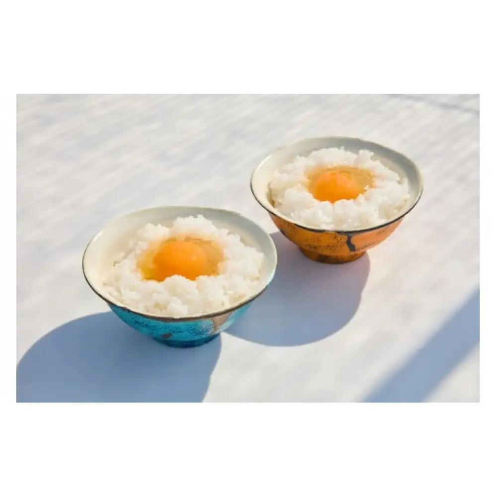 【お茶碗：赤】口触りにこだわった。たまごかけご飯専用お茶碗と昔の味たまご30個入りのセット  生卵 国産 濃厚 コク 旨味 ｜たまご