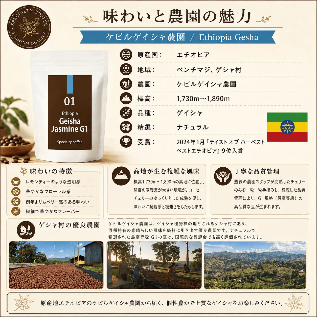 伝説のコーヒー　エチオピア　ゲイシャ　ジャスミンG1