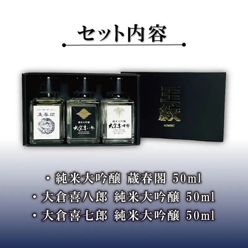 王紋酒造 日本酒 ミニチュア 3本 Bセット 飲み比べ
