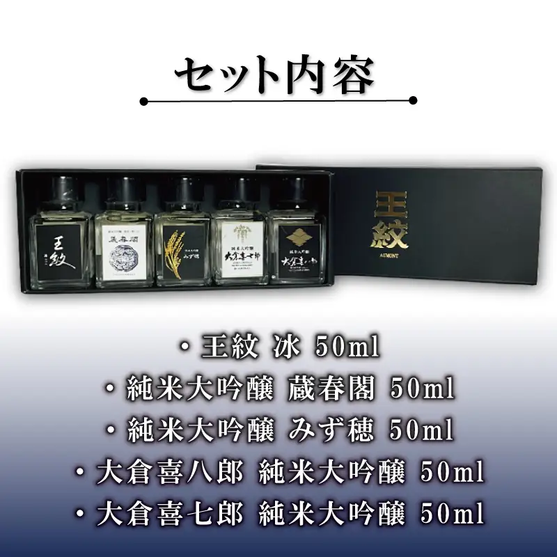 王紋酒造 日本酒 ミニチュア 5本 Aセット 飲み比べ