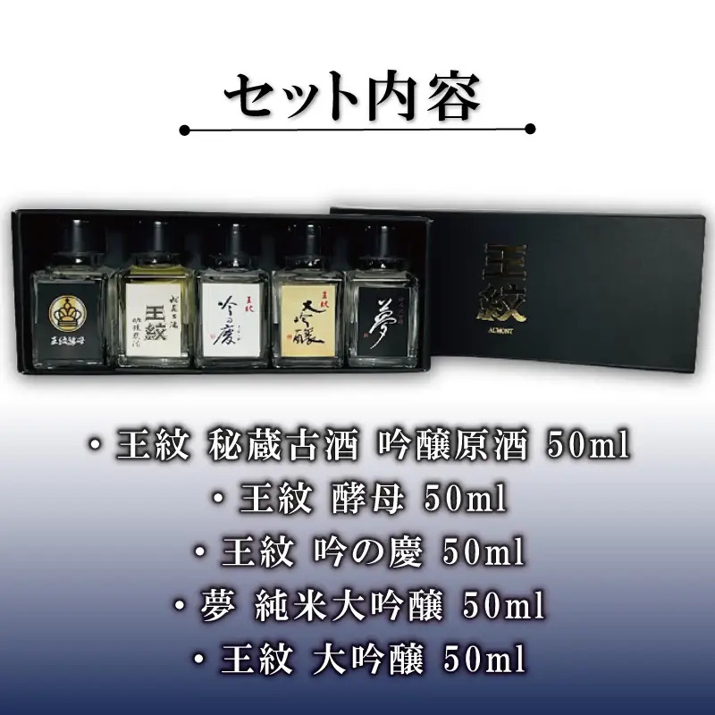 王紋酒造 日本酒 ミニチュア 5本 Bセット 飲み比べ