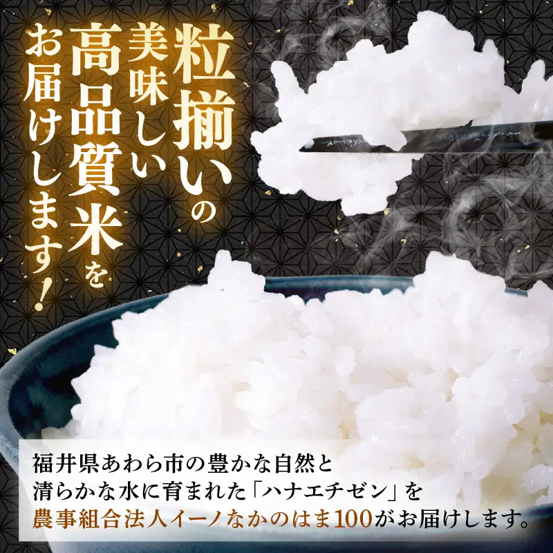 【先行予約】【令和8年産 一等米】定期便 ≪3ヶ月連続お届け≫ ハナエチゼン 精米 5kg（計15kg）（農事組合法人イーノなかのはま100）単一原料米  ※2026年10月より順次発送予定 [aw139-b001]