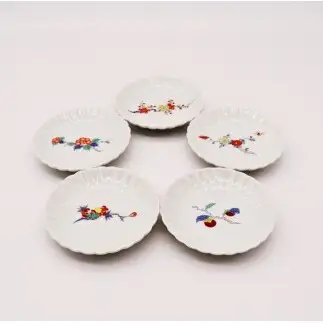 有田焼 赤絵花型小皿 5柄 セット【深海三龍堂】和食器 豆皿 うつわ 和皿 醤油皿 薬味皿 小さい かわいい 手のひらサイズ 伝統工芸 ay111
