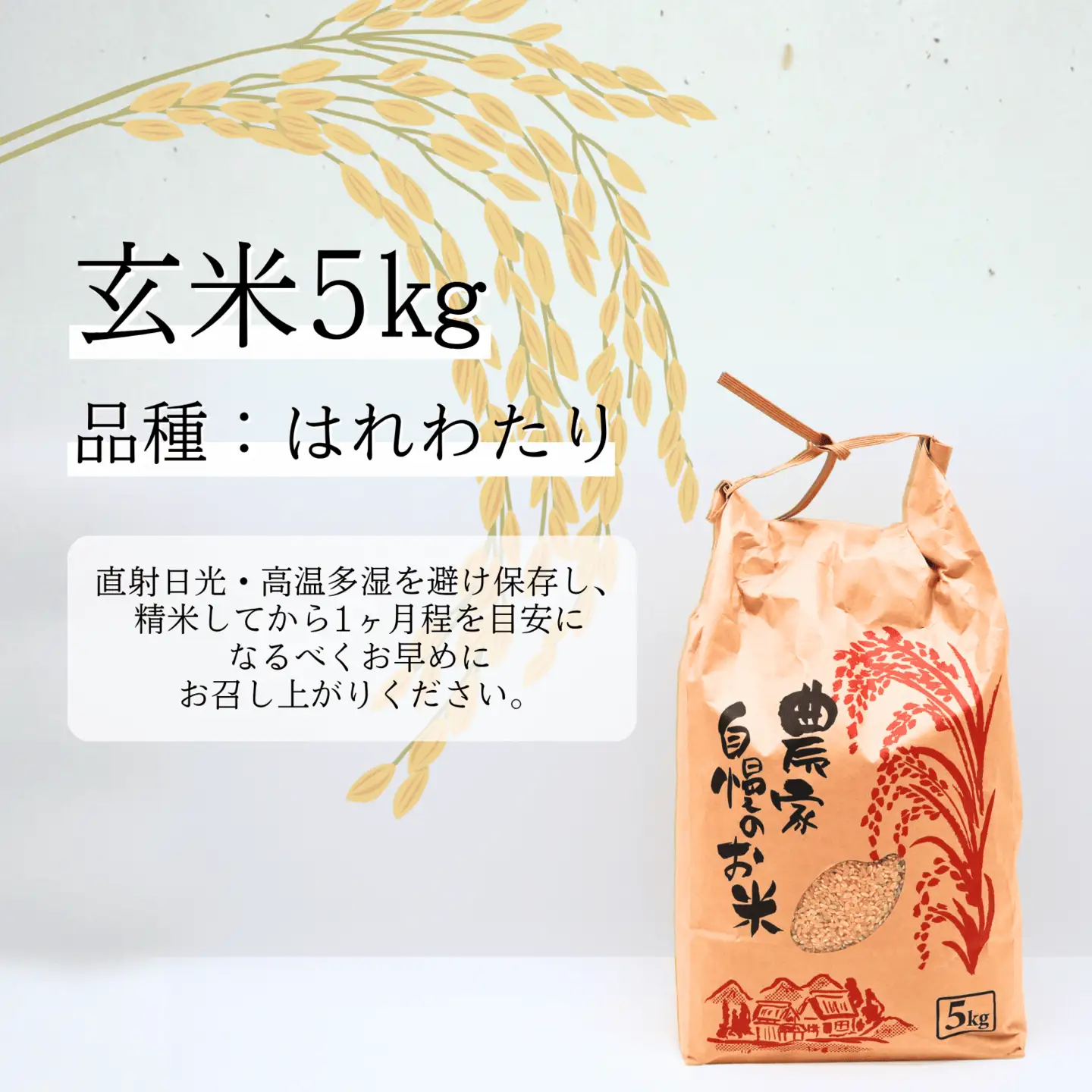 青森県田子町産　はれわたり玄米5kg