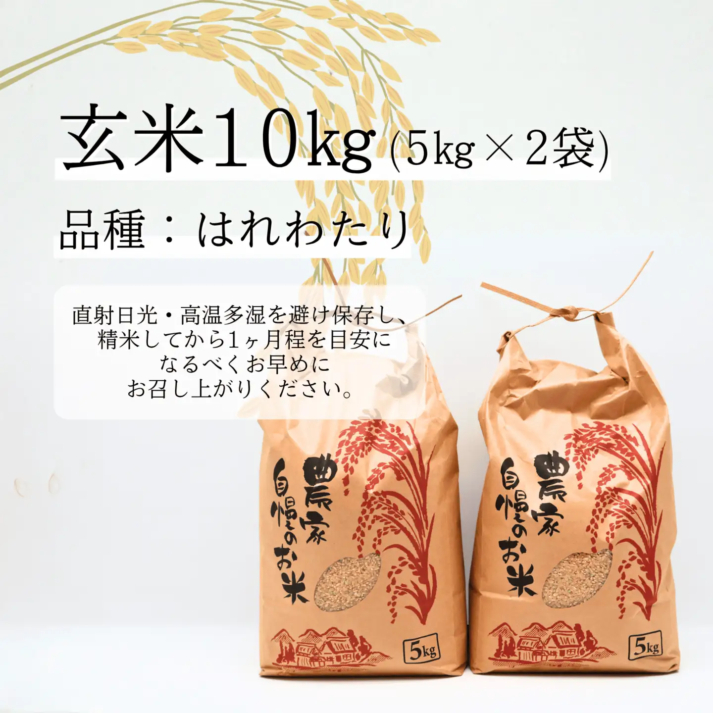 青森県田子町産　はれわたり玄米10kg(5kg×2袋)