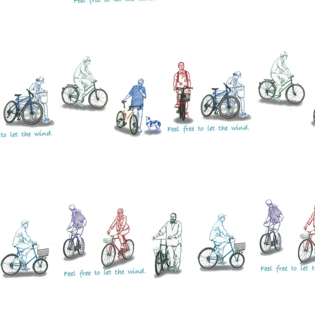 CLOFT 綿100％長袖シャツ”自由気ままな、心の解放。”自転車柄 (C/#11 ホワイト) L 0139-032-S08-2