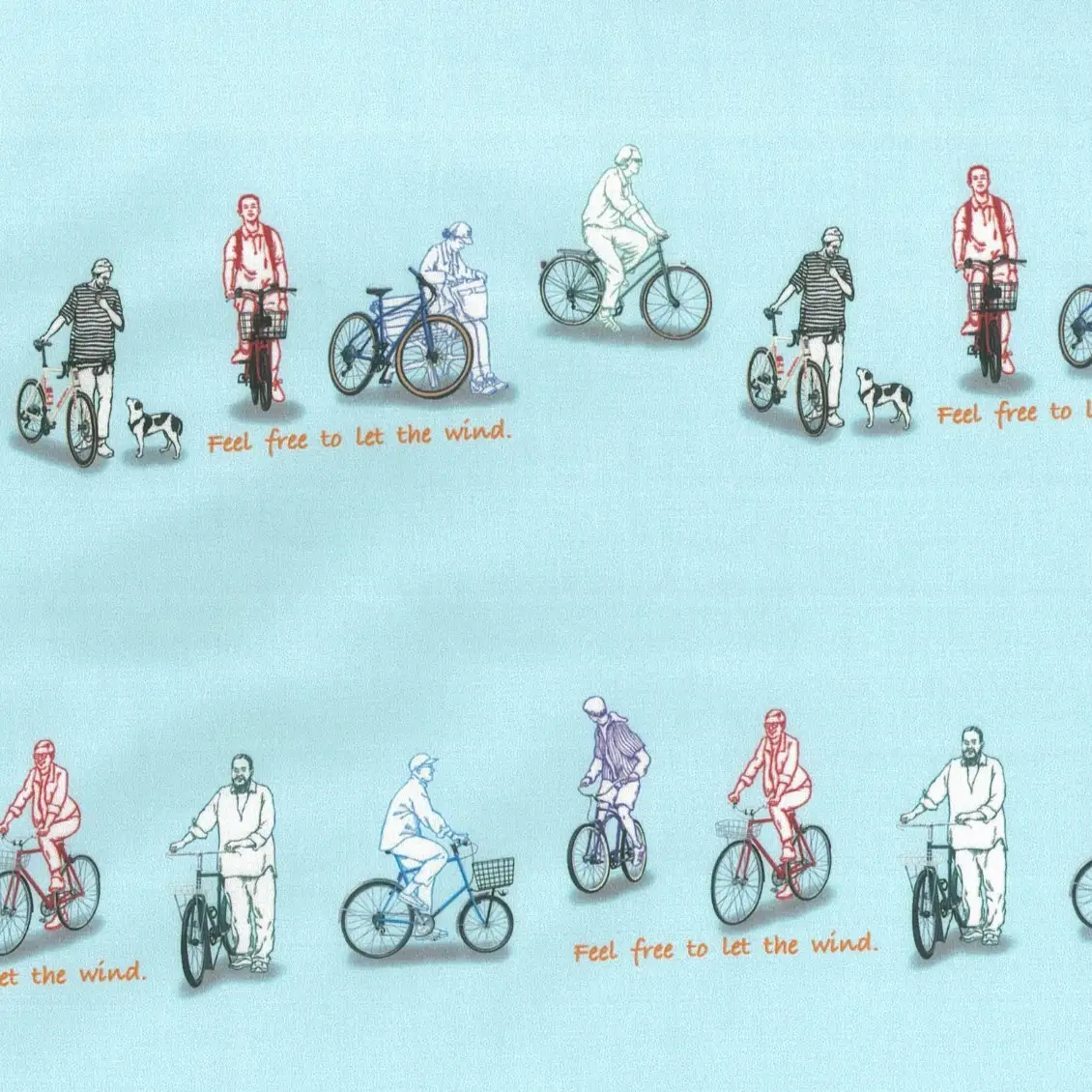 CLOFT 綿100％長袖シャツ”自由気ままな、心の解放。”自転車柄（C/#23 ライトブルー） XL 0139-032-S08-6