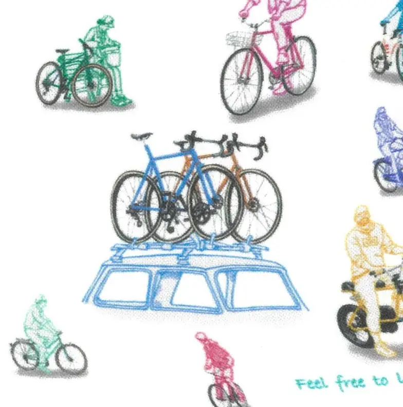 CLOFT 麻100％半袖シャツ”地図を捨てて、風になる。”自転車柄 (C/#11 ホワイト) XL 0139-035-S08-3