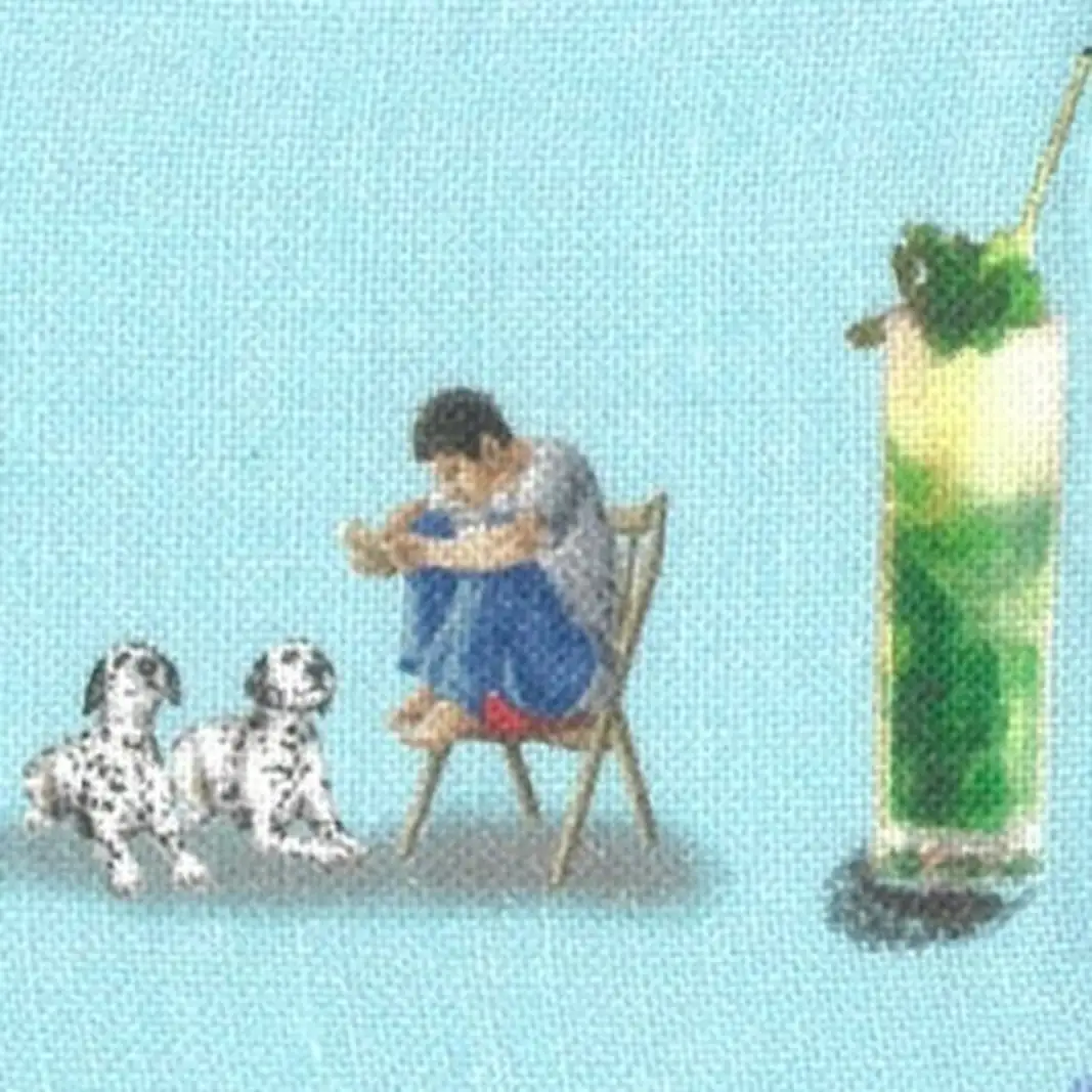 CLOFT 麻100％半袖プリントシャツ”ありのままの自分”リゾート柄(C/#22 アクアブルー) XL 0139-037-S08-6