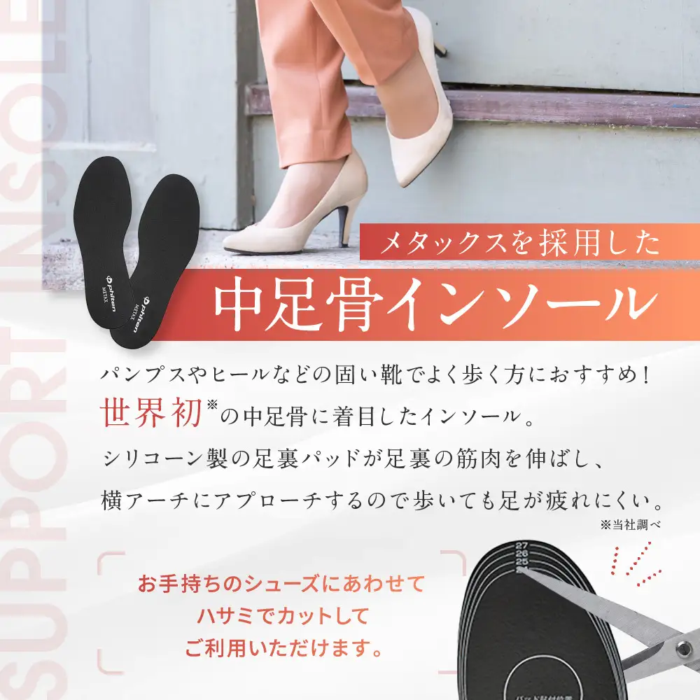 ファイテン インソール 中足骨サポート メタックス ブラック 21.0～25.0cm 靴中敷き 靴