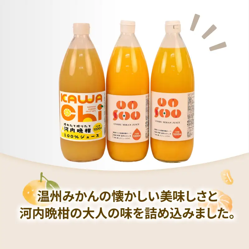 贈答用 みかん ジュース 飲み比べ 1,000ml × 3本 協徳ガーデン ジュース H012-178011