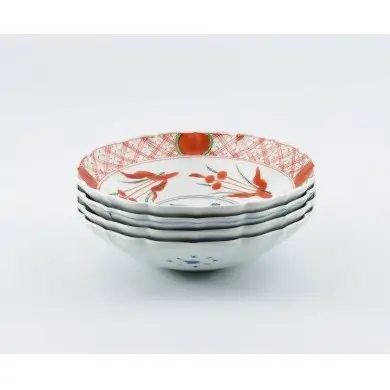 有田焼 美しい絵柄の桔梗渕ボウル 4個【まるぶん】有田焼 食器 器 うつわ パスタ サラダ 煮物 桔梗渕 ボウル aw147