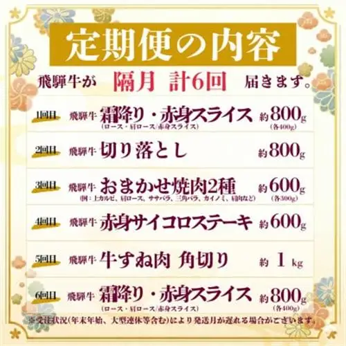 【2ヵ月毎定期便】飛騨牛 厳選定期便 計4.6kg 全6回コース【配送不可地域：離島】【4090774】