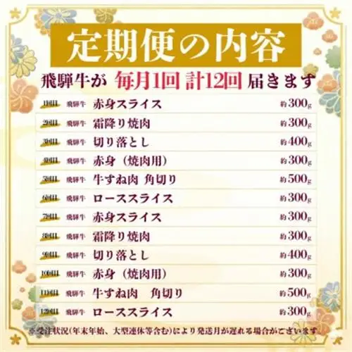 【ふるなび限定】【毎月定期便】飛騨牛 少なめ定期便 計4.2kg全12回_牛肉_【配送不可地域：離島】【4091672】