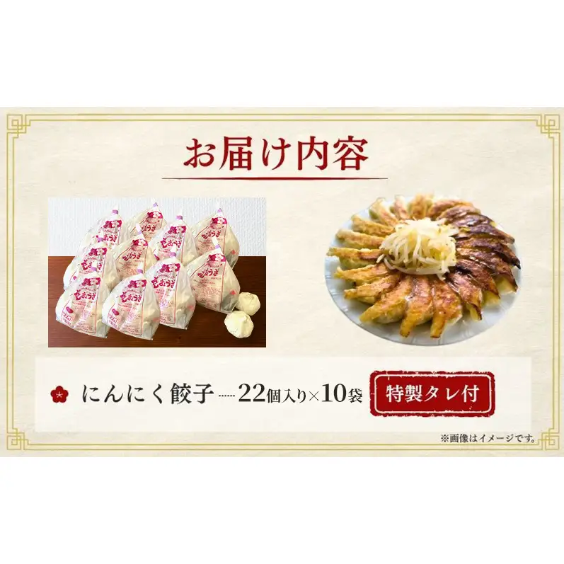 にんにく餃子220個(22個×10袋) 餃子 冷凍餃子 冷凍ギョーザ 手作り餃子 ギョーザ 点心 中華 中華料理 惣菜 簡単調理 加工食品 静岡県 森町