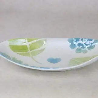 有田焼 バララスター なぶり小判皿 ブルー【大慶】皿 食器 うつわ 器 プレート 青 花 かわいい ギフト ci088