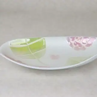 有田焼 バララスターなぶり小判皿 ピンク【大慶】皿 食器 うつわ 器 プレート 花 かわいい ギフト ci089