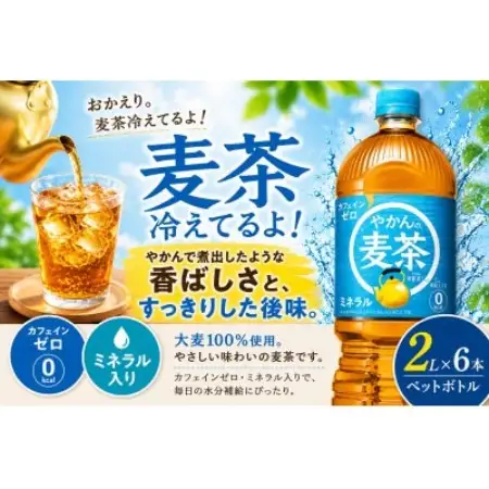 日本コカ・コーラ やかんの麦茶 from 爽健美茶 2L×6本 ペットボトル ケース【1770346】