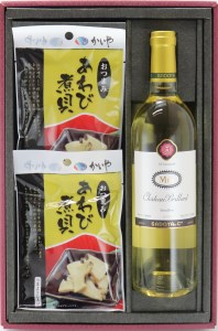 おつまみあわび30g×2ヶ＆サドヤシャトーブリヤンミュール白750ml×1本
