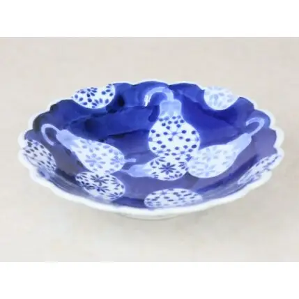 有田焼 輪花渕 六寸皿 濃ナス【大慶】うつわ 器 食器 皿 プレート 18cm なす ci094