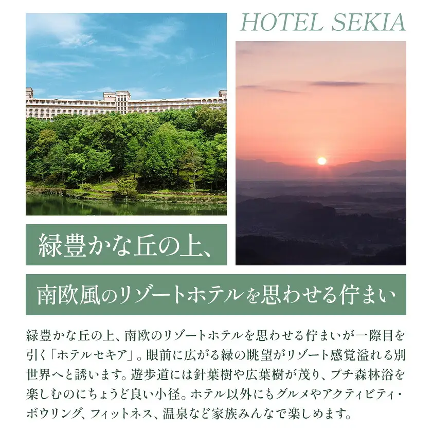 ホテルセキア 1泊2食付 ペア宿泊券《30日以内に出荷予定(土日祝除く)》