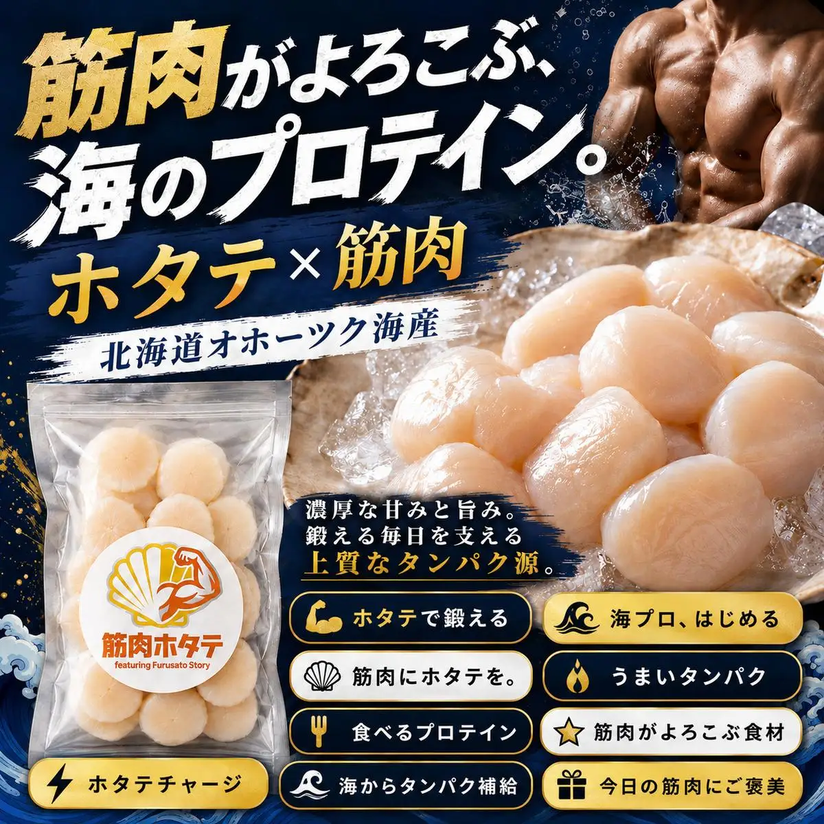 34-48 紋別一等～筋肉ホタテ　1.1kg