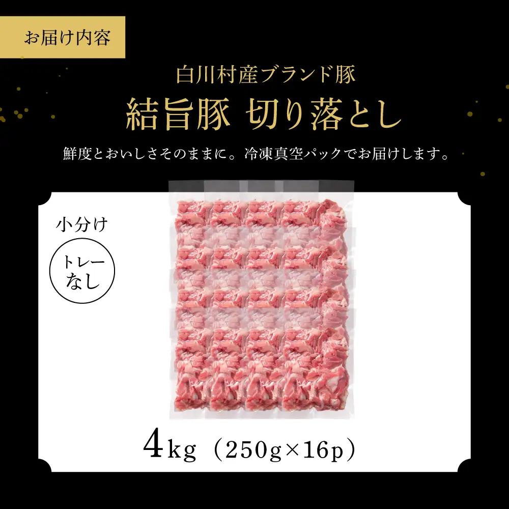 豚肉  250g×16p 計4kg 結旨豚 ウデ又はモモ 切り落とし 豚肉 小分け