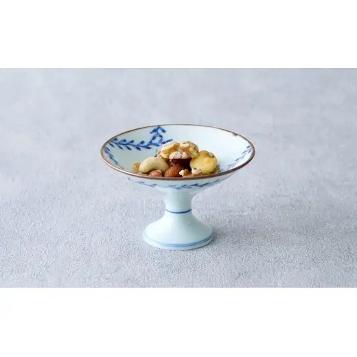 有田焼 ネジバナ 高台鉢 【染付の器 匠】食器 器 うつわ 和食器 朝食 フルーツ ナッツ 高台鉢 デザート鉢 gb009