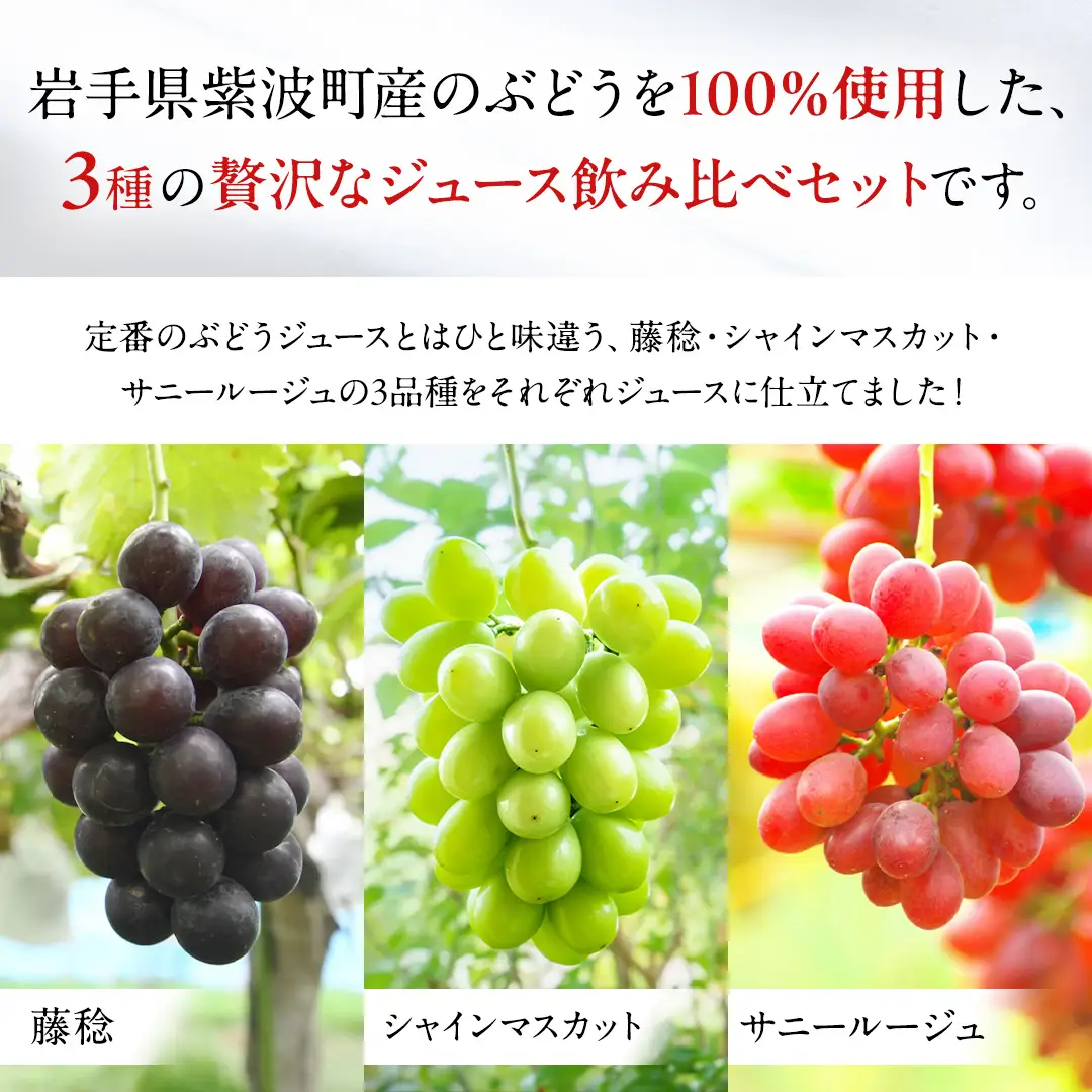 ぶどうジュース 飲み比べ 3本 (藤稔・シャインマスカット・サニールージュ)（FI001）