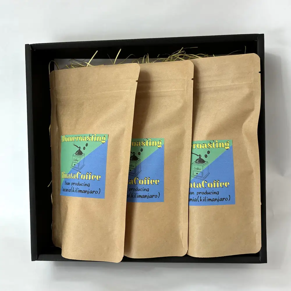 【12カ月定期便】コーヒー 豆 粉（タンザニア キリマンジャロ 中煎り 中細挽き）100g × 3個セット | ミディアムロースト ギフトBOX付き コーヒー 珈琲 自家焙煎 ひなた珈琲 幸田町 送料無料