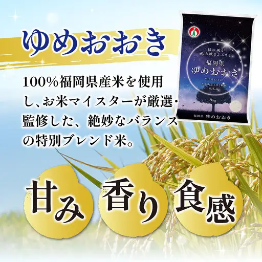【定期便：３ケ月】令和８年産 大木町内産米「ゆめおおき」米 5kg 精米（JA福岡大城調達）【CY016sub3】
