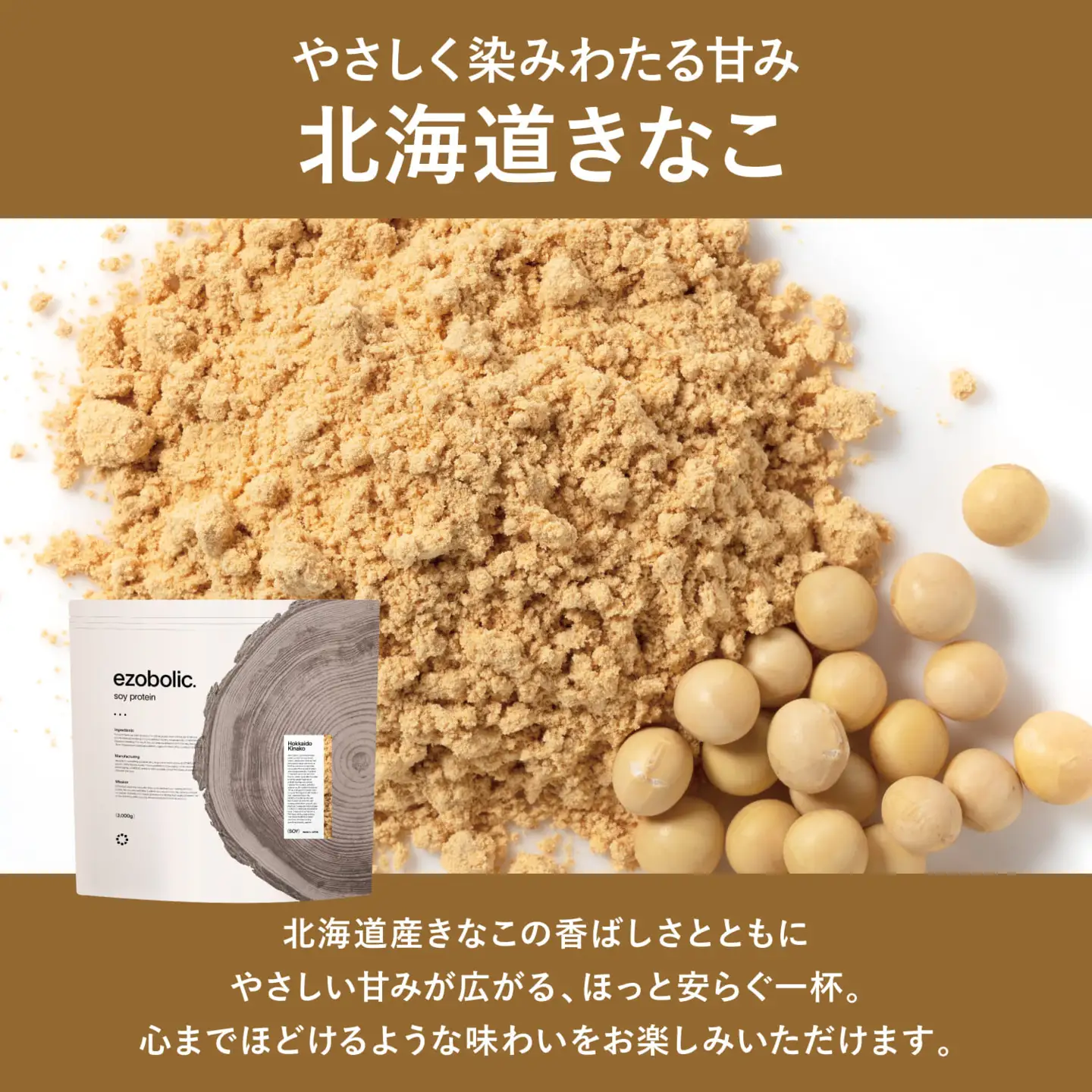 【北海道きなこ風味】 EZOBOLIC ソイプロテイン 3kg LG