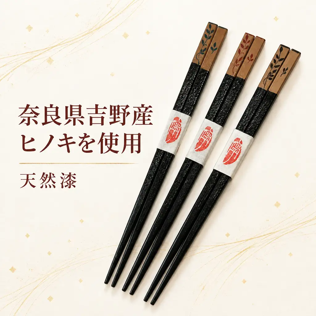 ヒノキ箸　3膳セット（紙箱入り） shk001