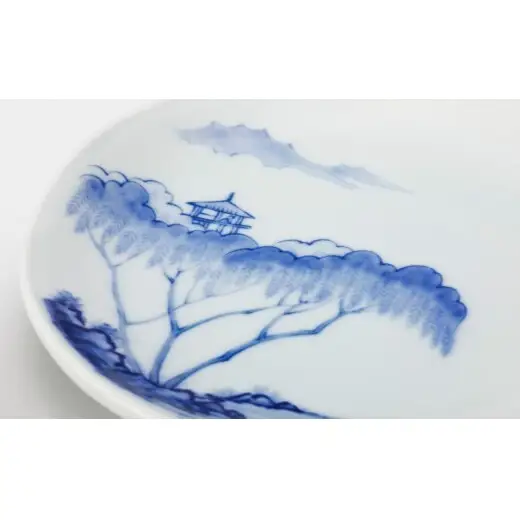 有田焼 絵変山水 銘々皿揃【深川製磁】食器 器 うつわ 和食器 銘々皿 取り皿 小皿 伝統工芸 染付 手描き 山水画 有田山水 セット aa062