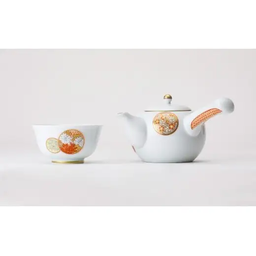 有田焼 寿赤絵 福重ね茶器揃【深川製磁】茶器 急須 湯呑 ゆのみ 煎茶碗 セット 伝統工芸 赤絵 お祝い 縁起物 和食器 食器 器 うつわ aa063