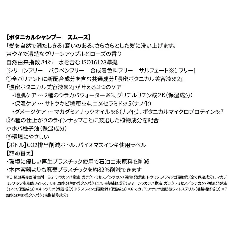 BOTANIST ボタニスト ボタニカル シャンプー 単品【スムース】 （詰替）4個